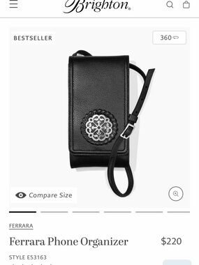 Brighton Ferrara Phone Organizer in black leather new